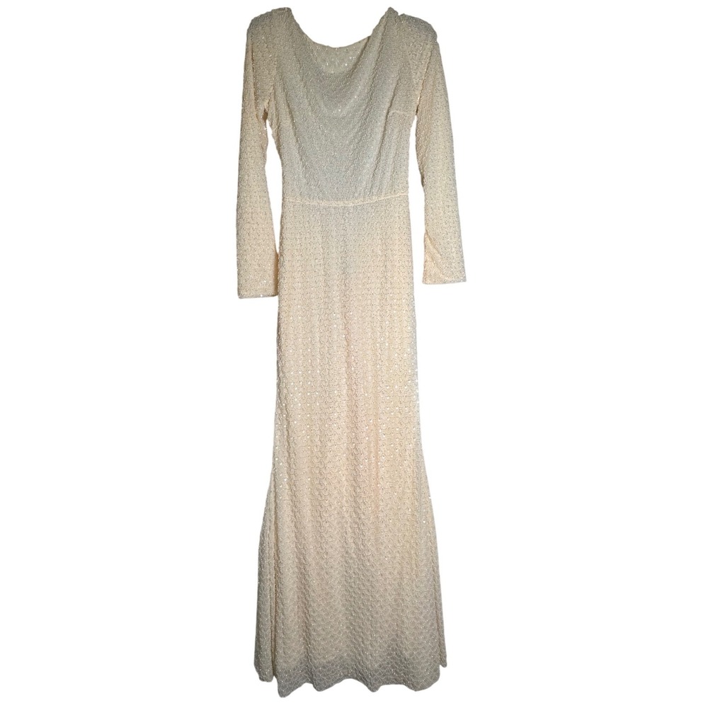 Oh Polly Ivory Long-Sleeve Beaded Maxi Dress - Picture 5 of 10